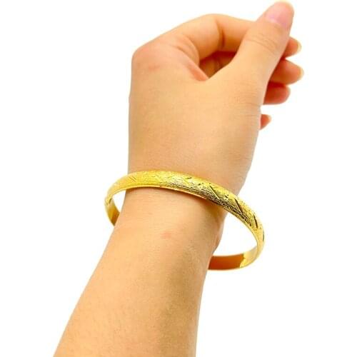 1Pcs/Lot Dubai new fashion Gold Color Bangles for Women Men Ethiopian Bracelets African Jewelry Saudi Arabic Wedding Bride Gift