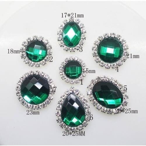10pcs/lot 7 Style emerald glass rhinestone button,,Girls Accessories For Hair Button Invitation