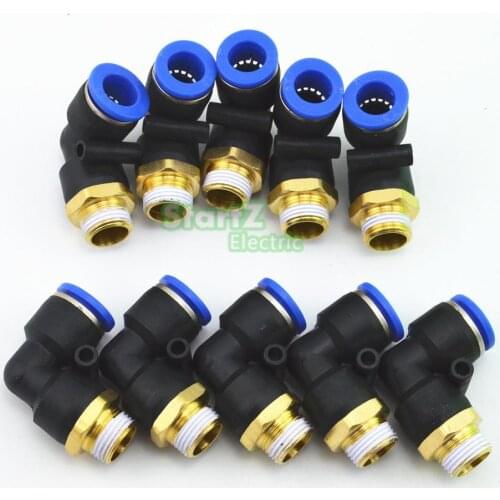 12mm X 1/4'' Thread Pneumatic Male Elbow Connector Tube Air Push In Fitting 10Pcs