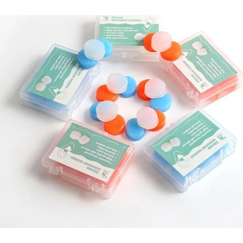 12Pcs=2boxes Waterproof Earplugs Swimming Silicone Reusable Soft Soundproof EarPlugs Water Sports Safety Protect Care Anti Noise