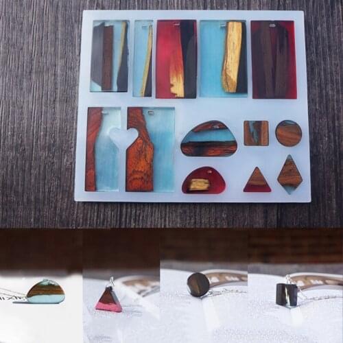 13 Style Epoxy Resin Silicone Mold Handmade Pendant Mould With Hole For Sweater Chain Necklace Jewelry Making Tool