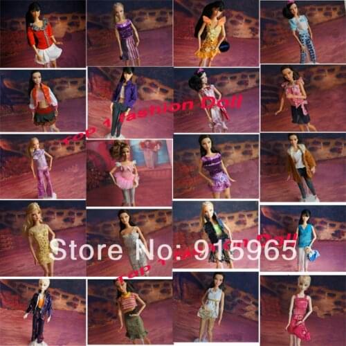 2014 discount New arrival wholesales 50pieces cloth(dress) with retail bag for 1/6 bjd Doll Fashion Clothes Suit For barbie doll