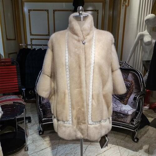 2020 fashion Pearl style fur coat imported mink fur coat womens fashion fur jacket with winter real fur coat 14228