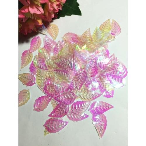 50g/lot Leaf Sequins 13*24mm PVC Sewing Crafts DIY Paillette Garment Accessory Leaves With 2 Holes Transparent White AB Confetti