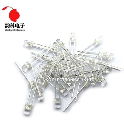 600pcs(6 colors x 100pcs) White Red Green Blue Yellow Orange 3mm 20mA Diffused Light-Emitting Diode LED 3V Lamp Assorted Kit Set