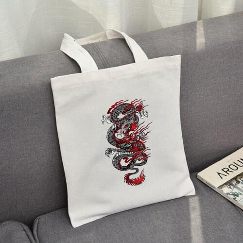 Anime Canvas Bag Harajuku Shoulder Bag Vintage Japanese Hip Hop Punk Gothic Tote Bag Unisex Reusable Handbag Shopper Bags Eco