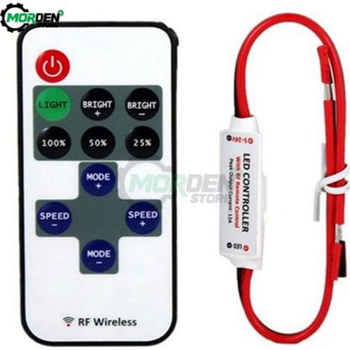 12V RF Wireless Controller Switch LED Dimmer with Remote Switch Mini In-line LED Light Switch Controller/Dimmer