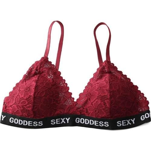 Women Underwear French Triangle Cup No Steel Ring Thin Section Gathered Up Top Lace Sexy Bra