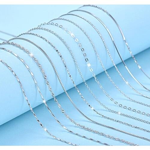 High Quality 925 Sterling Silver Adjustable Chain Necklace for Women Pendant Necklace 16"40cm Jewelry Accessories