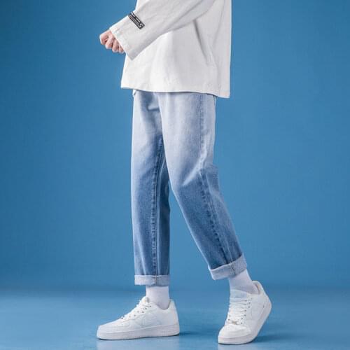 Gradient jeans summer thin mens straight tube loose wide leg versatile trend Pai Gow 2021 NEW