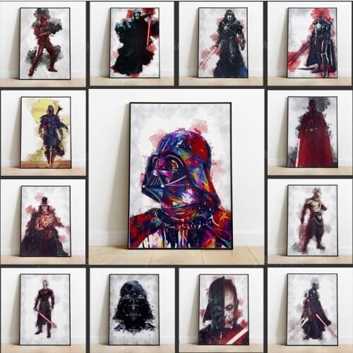 Star Wars Movie Posters Abstract Darth Vader Yoda Watercolor Canvas Painting Wall Art Home Decor Picture Living Room Cuadros