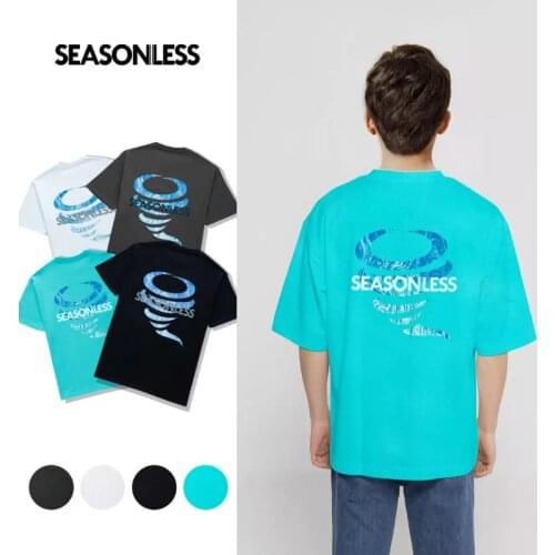 SEASONLESS Cotton Oversized T Shirt For Men 2021 New Streetwear Fashion Typhoon Print T-shirt Casual Soft