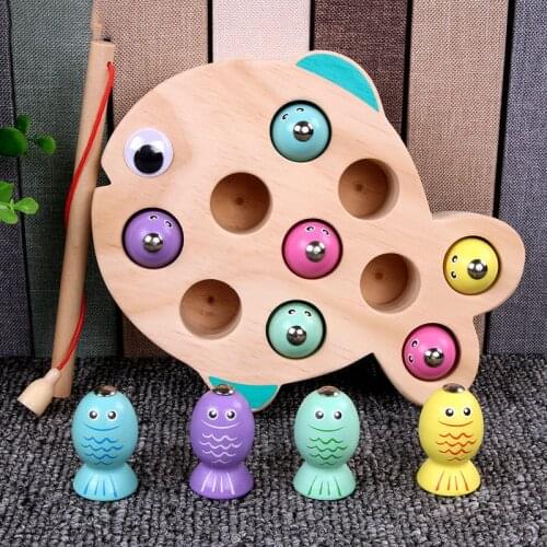 Fishing Toys Girls Children Game Wooden Magnetic Fishing Game Early Learning Educational Toys For Kids Birthday Gift