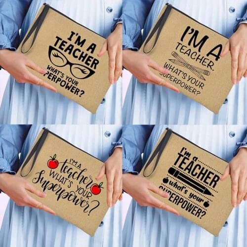 Im A Teacher Whats Your Superpower Women Clutch Bags Fashion Envelope Bag Female Handbag Summer Beach Clutches Tote Wallet Gift