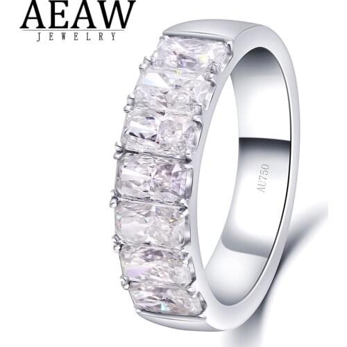 2.1ctw DF Color Radiant Briiliant Cut Moissanite Band Ring Solid Real 14k White Gold 7- Stone Ring