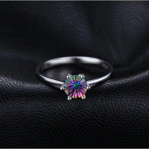 2020 Fashion Temperament S925 Seven Colors Diamond Gemstone Rings for Women 925 Silver Jewelry Wedding Office Gift Joyeria Fina