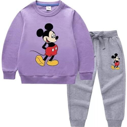 Dinsey Mickey Mouse Boys Clothing Set Kids Girls Clothes Sports Suits Hoodies Sweatshirt+Pants Kids Clothing Children Outfits
