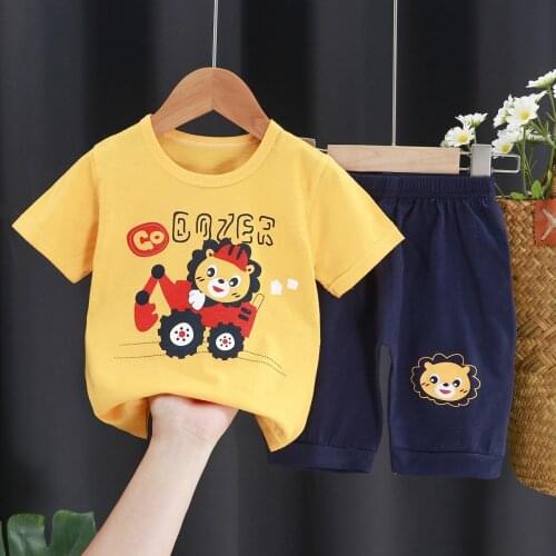 Baby Boys Clothes Set Summer 2021 New Kids Girls Short Sleeve T-shirt+five-point Pants Suit Cotton Childrens Clothing Sets