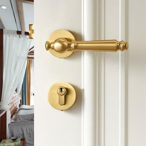 European Style Brass Security Door Handle Lock High Quality Apartment Door Lock Bedroom Mute Gate Locks Hardware Accessories