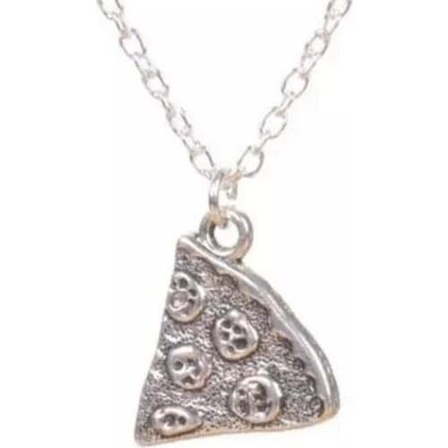 Pizza Necklace Pendants Charms Statement Collar Choker 6PCS Vintage Silver For Women Jewelry Dress Brand Accessories DIY X152