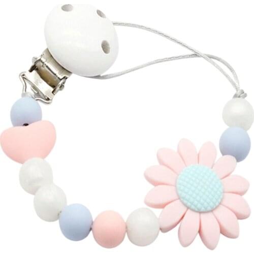 Personalized Silicone teething pacifier clips with Safe ABS beads Silicone pacifier chain Holder For Nipples baby chew toys