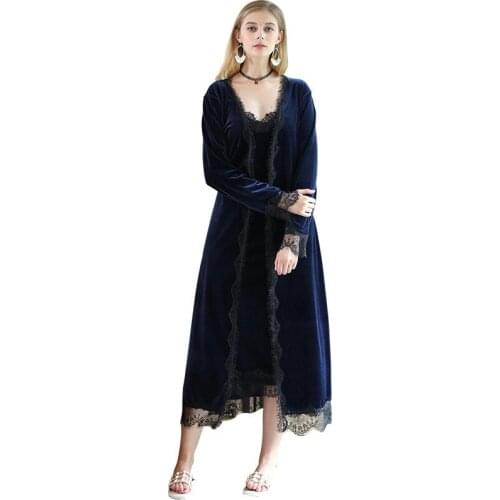 Sexy Elegant Sleepwear Female Summer Satin Silk Sling Nightdress Long-Sleeve Sleeping Robes + Nightgowns Two-Piece Sets