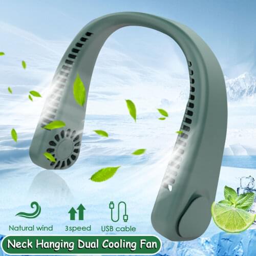 Portable Leafless Hanging Neck Fan 360 Degree Air Outlets Lazy Neckband Fan USB Rechargeable Mute Outdoor Sports Cooling Fans
