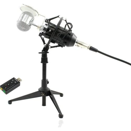 BM-8000 Professional Studio Microfone Condenser Microphone Kit For Computer +Shock Mount+Foam Cap+Cable + Metal Tripod