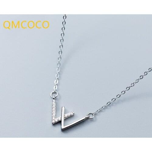 925 Silver Clavicle Necklace For Women 2021 New Style Trend Letter W Shape Zircon Chain For Woman Neck Jewelry Accessories