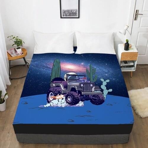 Car Cartoon Kids Elastic fitted sheet bed sheet With An Elastic Band 150x200 Mattress Cover Bed cover for children baby cactus