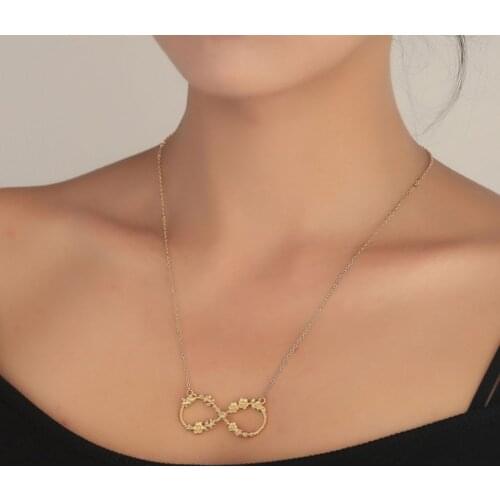 Romantic Roses Infinate Love Necklaces for Women Infinite Love Symbol Pendant Flower Charm Boho Valentines Day Jewelry Gifti