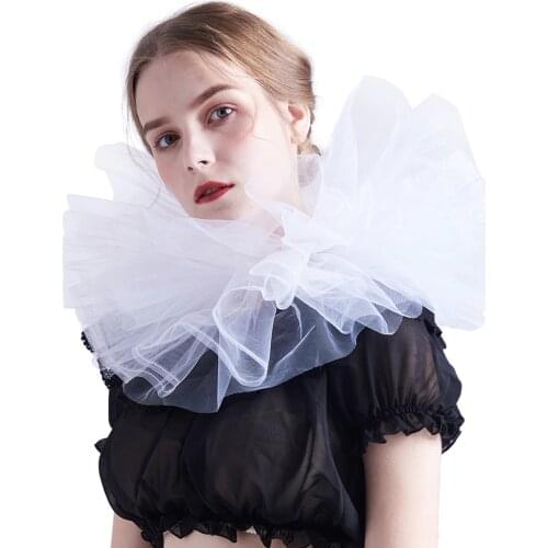Clown Collar Vintage Chiffon Neck Ruff detachable collars