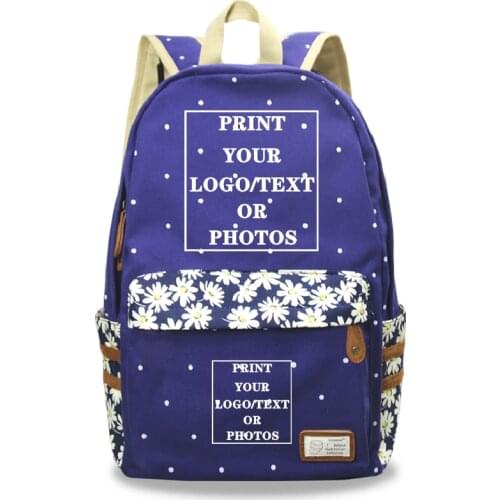 Women Men College Student School Backpack Teenagers Customize Your Logo Name Image School Bag Mochila Custom Daypack Rucksack