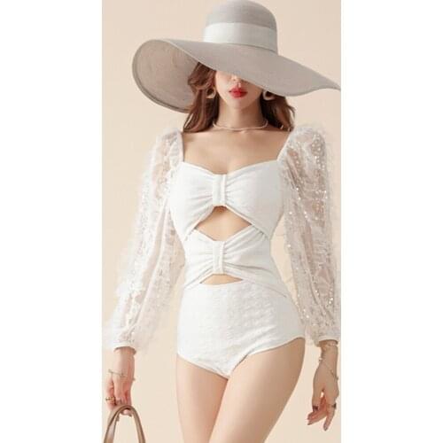 High Waist Swimwear One Piece Girl Swimsuit Push Up Swim For Teens Bathing Suit Women One Piece Push Up Trendy Plus Size Lace