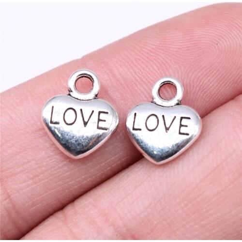 WYSIWYG 20pcs Charms 12x10mm Love Heart Charms For Jewelry Making DIY Jewelry Findings Antique Silver Color Alloy Charms Pendant