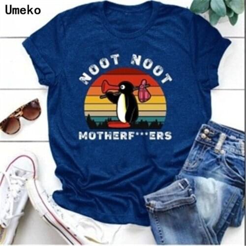 2020 NEW Summer Cartoon Penguin Printing O-Neck T-Shirts Women Tees Tops Female Fashion Loose Tshirt Casual Clothing Plus Size