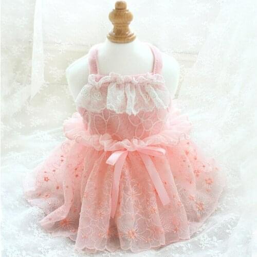 Dog Clothes Beauty Fairy Embroidery Lace 100%cotton Princess Pet Dress Cat Apparel Soft Breathable Fabric Spring Summer Maltese