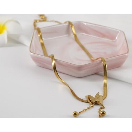 Vintage Butterfly Necklace For Women Gold Stainless Stell Blade Snake Chain Aesthetic Charms Choker Women Jewelry Gift To Mujer