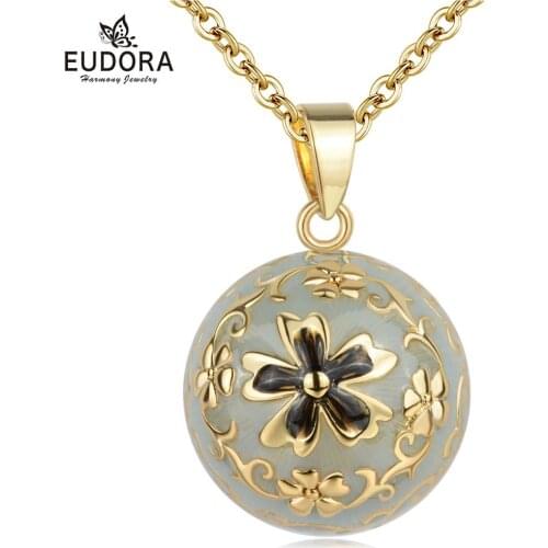 Eudora Harmony Gold Flower Ball Necklace Chime ball Maternal bell bola bell appease fetal prenatal bells pregnant women gift