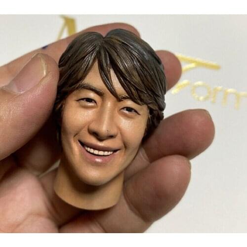 1/6 Bae Yong Joon Smiling Face Head Sculpt Korean Star Head Carving Fit 12" Male Action Figure Body Soldier Toys