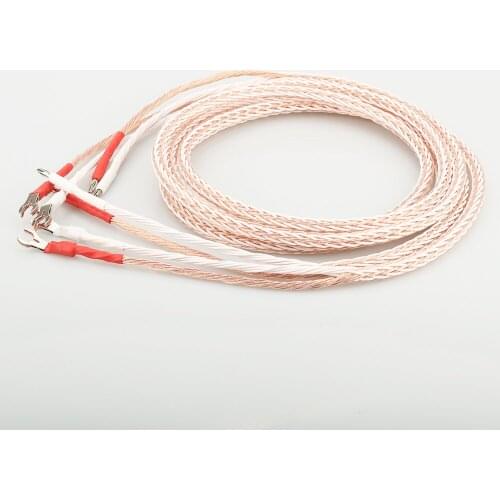 1 pair Hifi audio 8TC Speaker Cable with 2 Y Spade Plugs to 2 banana plugs connector Hifi audio speaker cable