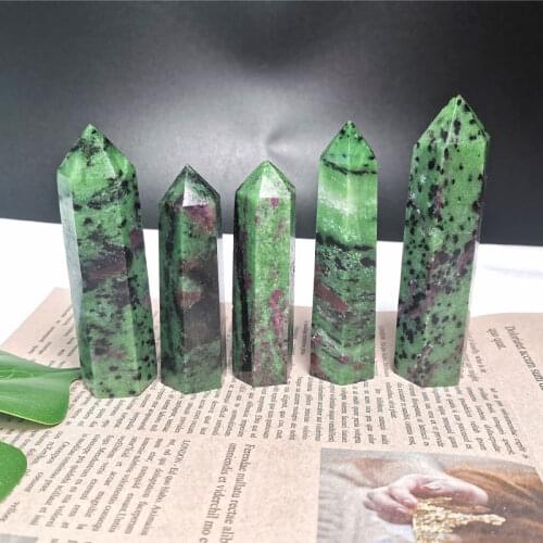 1pcs 90mm Natural quartz crystal red green treasure crystal obelisk chakra natural stone