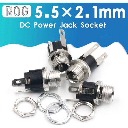 10Pcs 5.5 x 2.1mm DC Power Supply Jack Socket Female Panel Mount 3-Pin Electrical Socket Connector