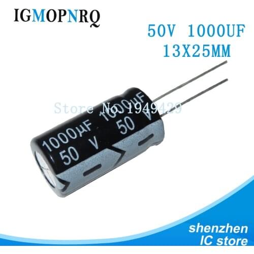 10pcs 50V1000UF 13*25mm 1000UF 50V 13*25 new aluminum electrolytic capacitor