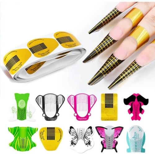 100pcs Professional Nail Art Tools Nail Extension UV Gel Tip Extension Builder Form Tray Bee Butterfly Nail Supply Manicure Tool