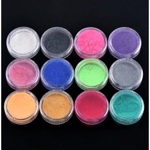 12 Color/Set Nail Glitter Polish Nail Art Powder Pigment Pearl Powder Eye Makeup Pigment for Nails DIY Decoration Tips