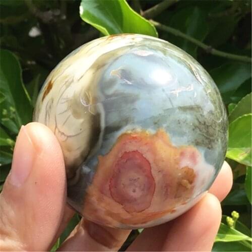 40Mm Natural Polished Ocean Jasper Crystal ball Healing Quartz Crystal Spheres Ornaments Gifts For Chakra Home Decoration