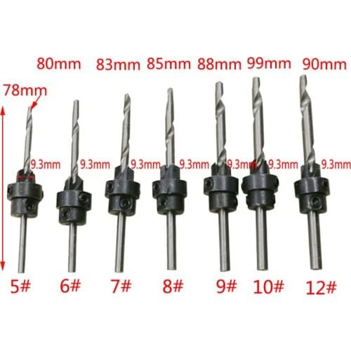7pcs/set Woodworking Drill Bits Countersunk Drill Combination Kit 78mm-90mm Hand Tools Parts High Speed Steel Wood Screw Drills