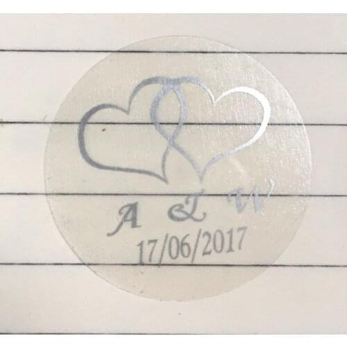 90 Personalized TWIN GOLD Silver HEART WEDDING ENGAGEMENT INVITATION ENVELOPE STICKERS SEALS