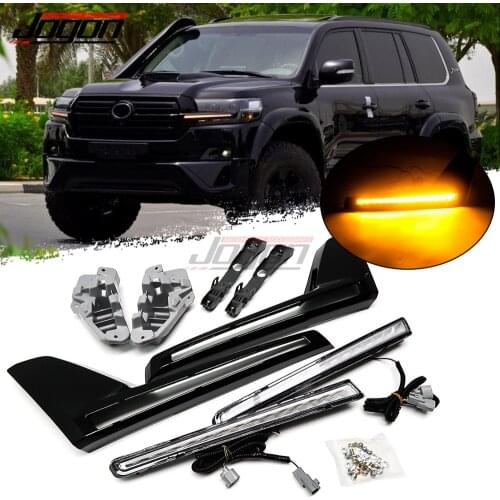 Car Front Grille LED Dynamic Turn Signal Light Daytime Running Lights For Toyota Land Cruiser FJ200 LC200 2016+ Car Accessories